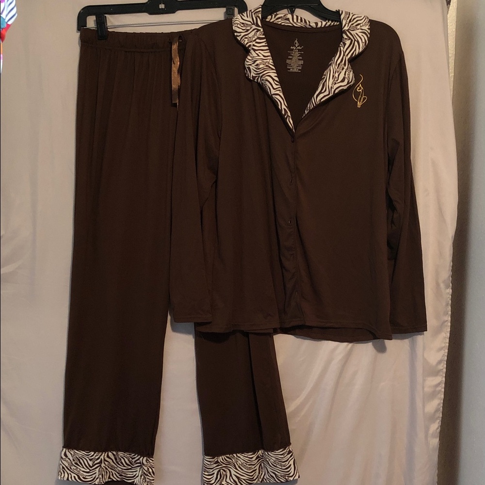 Baby Phat Brown Pajama Set with Zebra Accents